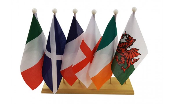Six Nations Rugby - Table Flag Wooden Plinth Pack